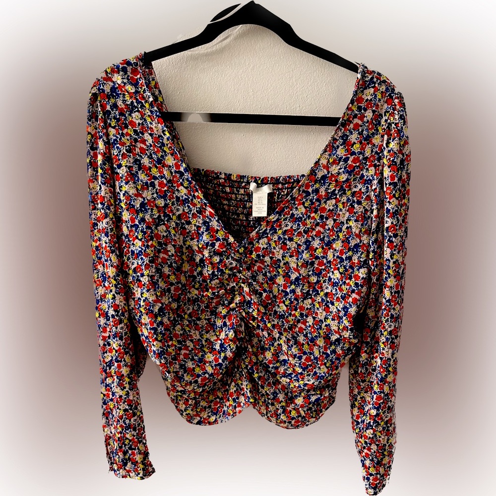 H&M Long sleeve polyester crop blouse